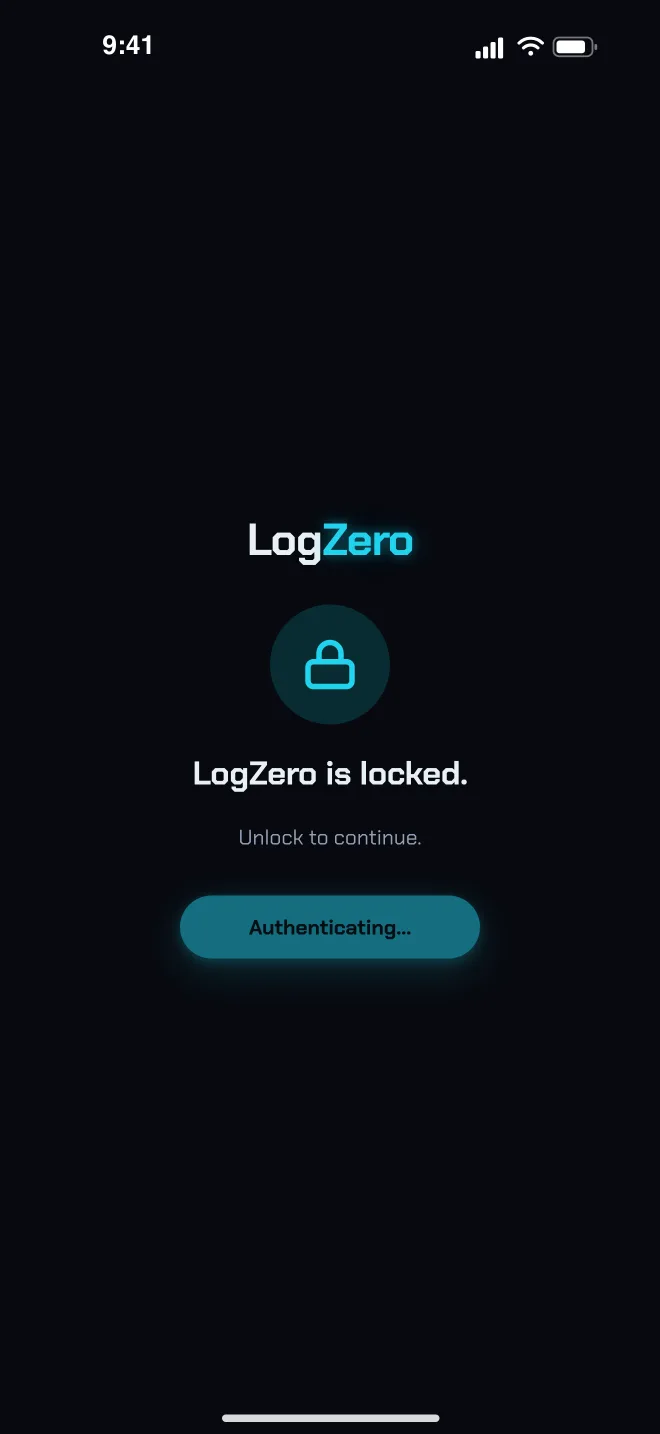 LogZero lock screen asking for Face ID